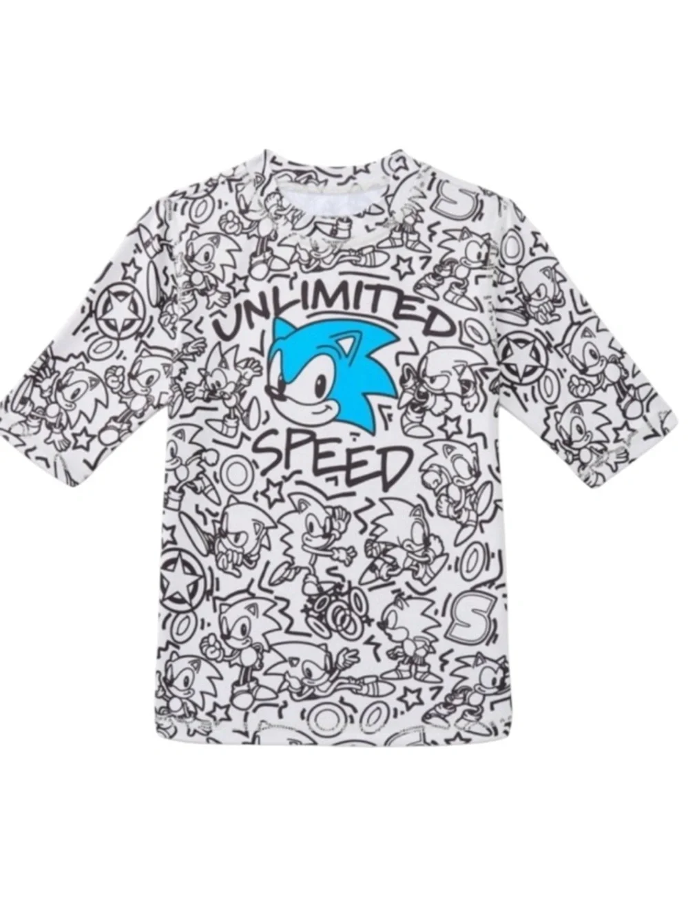 Boys Sz 8 Sonic Rashguard Swim Shirt